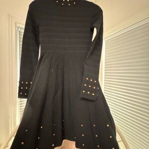 Vince Camuto Black Dress with Gold Details